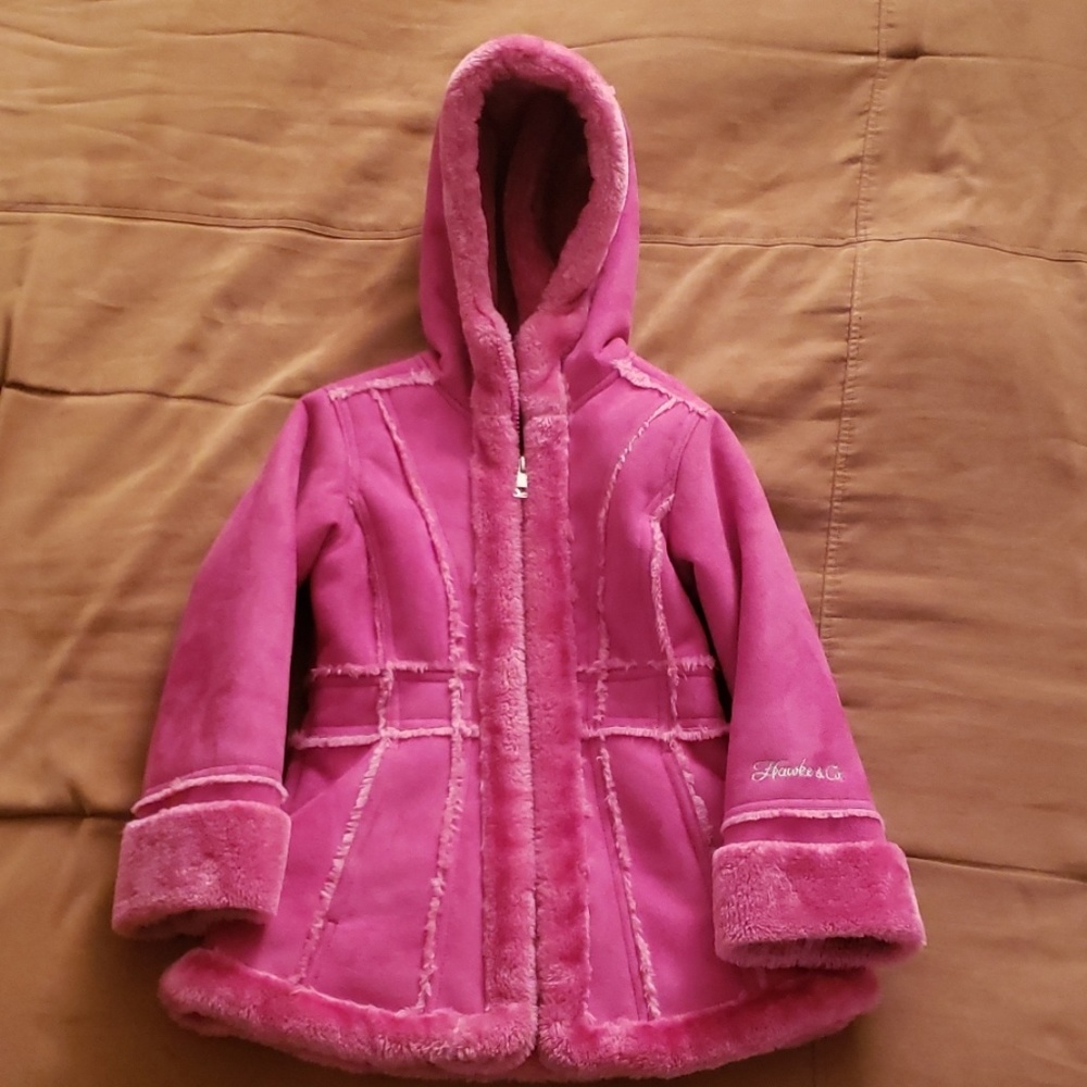 Toddler Girl's Suede and Plush Winter Coat